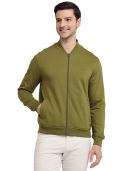 Raymond - Regular Fit Solid Dark Green Sweatshirt