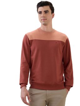Raymond - Regular Fit Color Block Dark Orange Sweatshirt