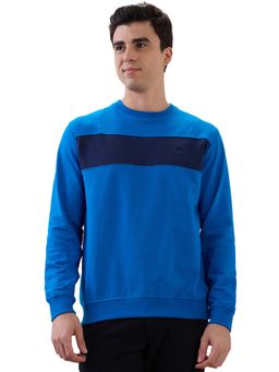 Raymond - Regular Fit Color Block Dark Blue Sweatshirt