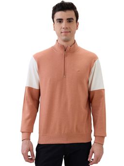 Raymond - Regular Fit Color Block Medium Orange Sweatshirt