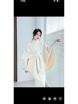 Loveable Creations By Muskan - Women Amara White Wool Blend Cape