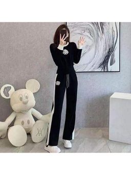 Loveable Creations By Muskan - Women Ediz Winter Black Cotton Co-Ord Set