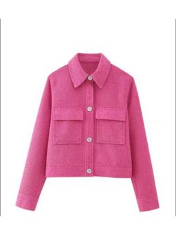 Loveable Creations By Muskan - Women Marella Pink Cropped Shacket