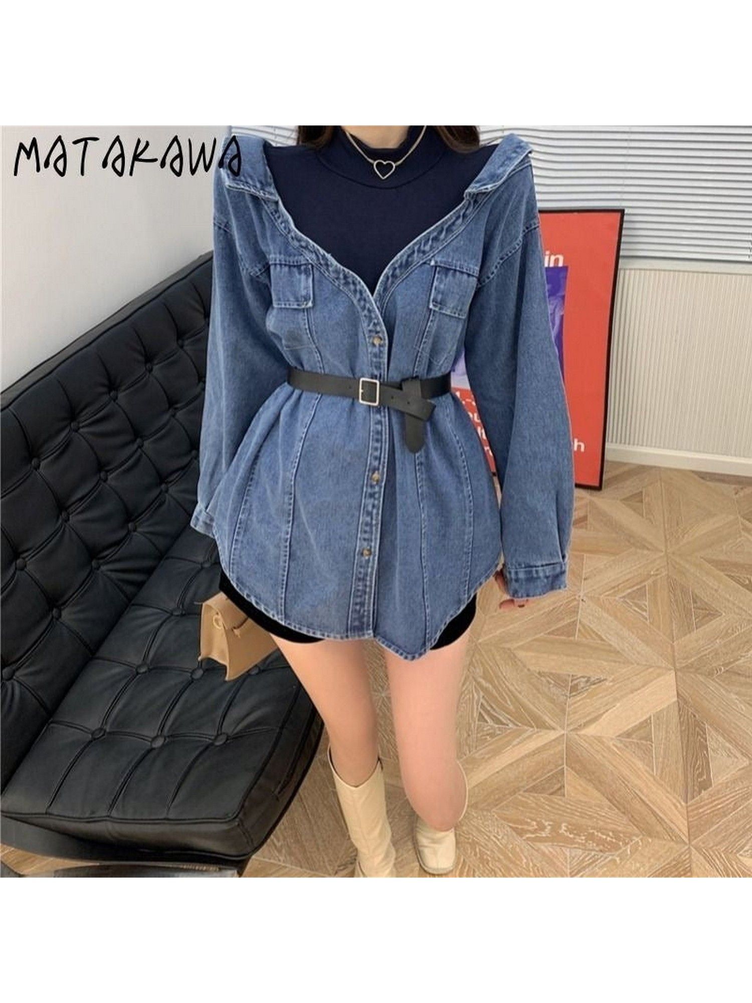 Blue Nadia Shirt Dress with Belt-picture-37
