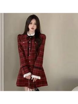 Loveable Creations By Muskan - Red Checked Scarlet Heritage Dress