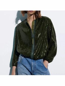 Loveable Creations By Muskan - Women Sequence Green Polyester Jacket