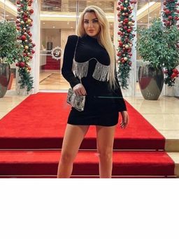 Loveable Creations By Muskan - Black Velvet Tassel Dress