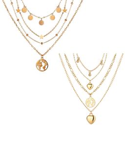 Jewels Galaxy - Jewellery For Women Gold-Plated Layered Necklace (Set of 2)