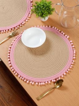 HOSTA HOMES - Pure Cotton Pom Pom Boundaries Table Placemats Pack Of 2