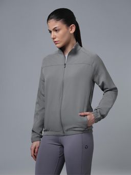 Technosport - Women Solid Slim Fit Mock Neck Bomber Sports Jacket