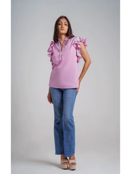 Galocher Clothing - Purple Ruffle Sleeves Top