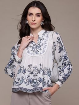 Label Ritu Kumar - White Lisbane Printed Top