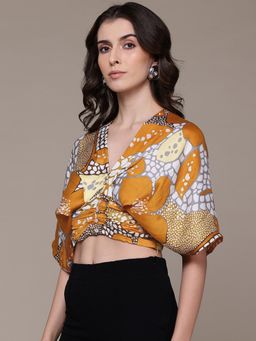 Label Ritu Kumar - Yellow Janis Floral Crop Top