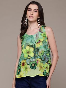 Label Ritu Kumar - Green Agua Printed Top
