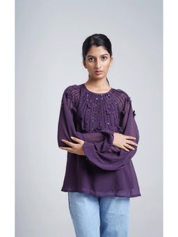 Galocher Clothing - Party Wear Floral Applique Beaded Top