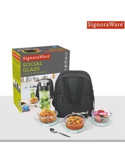 Signoraware - Social Borosilicate Glass Medium Lunch Box Set of 4-Clear