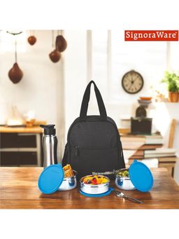 Signoraware - Blue Fusion Stainless Steel Big Lunch Box Set with Bag