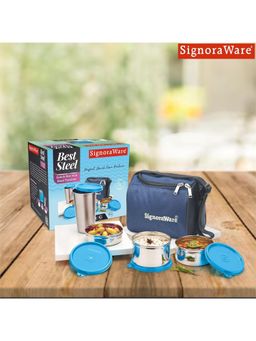 Signoraware - Blue Stainless-Steel Lunch Box Set
