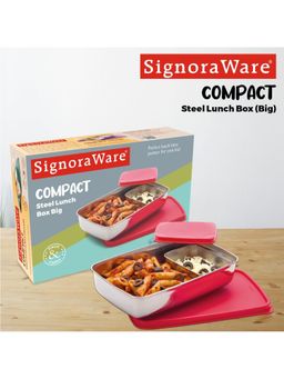 Signoraware - Red Stainless Steel Compact Lunch Box