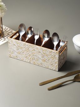 De Maison Decor - Zivra White Gold Cutlery holder