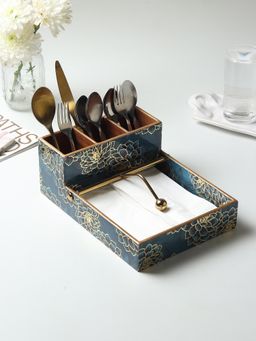 De Maison Decor - Sapphire Wreath Cutlery and Tissue Holder
