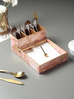 De Maison Decor - Rosa Perlino Cutlery and Tissue Holder