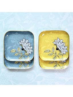 Faaya Gifting - Ethnic Chintz Metal Square Quarter Plates (Pack of 4)