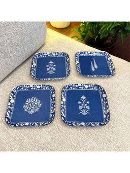 Faaya Gifting - Royal Malabar Metal Square Quarter Plates (Pack of 4)