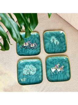 Faaya Gifting - Royal Rambagh Metal Square Quarter Plates (Pack of 4)