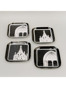 Faaya Gifting - Timeless Mumbai Metal Square Quarter Plates (Pack of 4)
