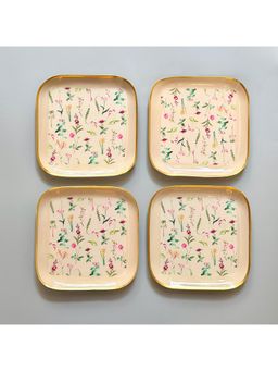 Faaya Gifting - Windsor Bloom Metal Square Quarter Plates (Pack of 4)