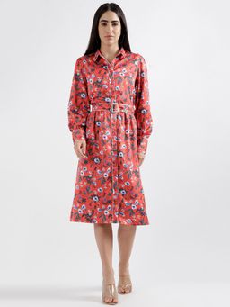 ELLE - Women Full Sleeves Shirt Collar Dress