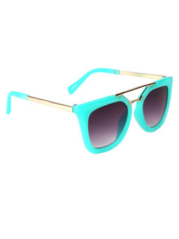Spiky - Turquoise Blue Frame Grey Lense UV Protected Lens Square Sunglasses