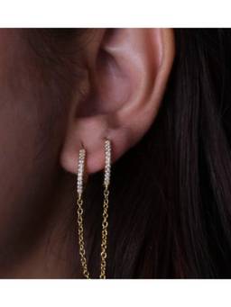 ANUSHKA JAIN JEWELLERY - Diamond Hoop Chained Earrings