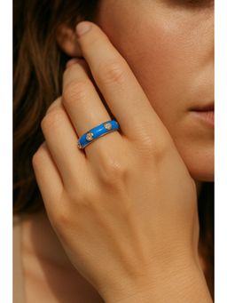ANUSHKA JAIN JEWELLERY - Blue Studded Enamel Ring