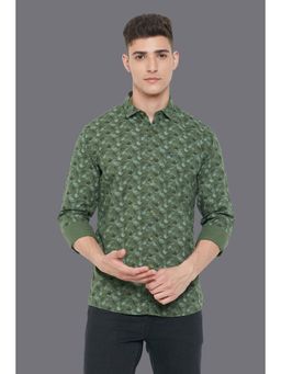 Allen Solly - Men Green Custom Fit Print Full Sleeves Casual Shirt