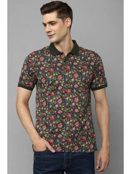 Allen Solly - Men Green Print Polo T-Shirt