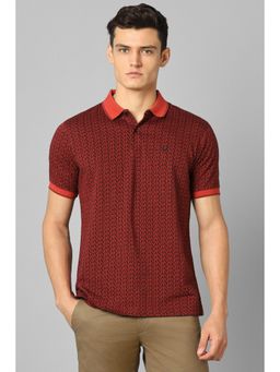 Allen Solly - Men Maroon Print Polo T-Shirt