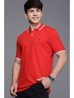 Allen Solly - Men Red Solid Polo T-Shirt