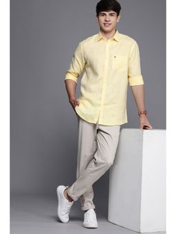 Allen Solly - Men Yellow Slim Fit Solid Full Sleeves Casual Shirt