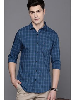 Allen Solly - Men Blue Slim Fit Check Full Sleeves Casual Shirt