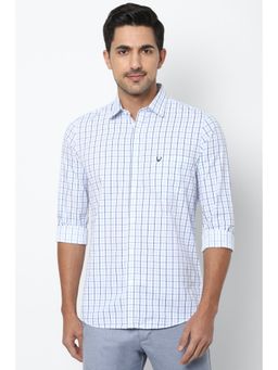 Allen Solly - Men White Slim Fit Check Full Sleeves Casual Shirt