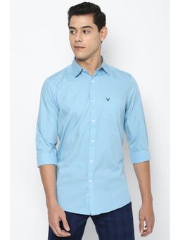 Allen Solly - Men Blue Slim Fit Solid Full Sleeves Casual Shirt