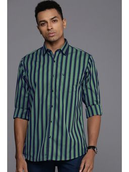 Allen Solly - Men Green Slim Fit Stripe Full Sleeves Casual Shirt