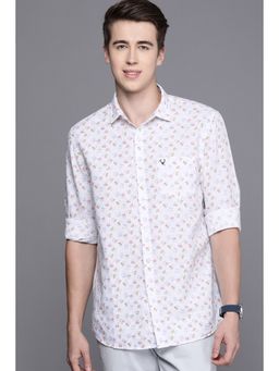 Allen Solly - Men White Slim Fit Print Full Sleeves Casual Shirt