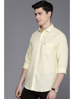 Allen Solly - Men Yellow Slim Fit Solid Full Sleeves Casual Shirt
