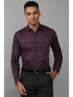 Allen Solly - Men Purple Slim Fit Print Full Sleeves Formal Shirt
