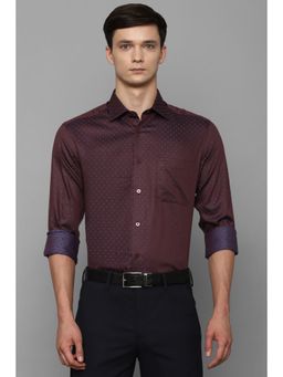 Louis Philippe - Men Maroon Classic Fit Full Sleeves Formal Shirt