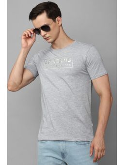 Louis Philippe - Men Grey Print Crew Neck T-Shirt