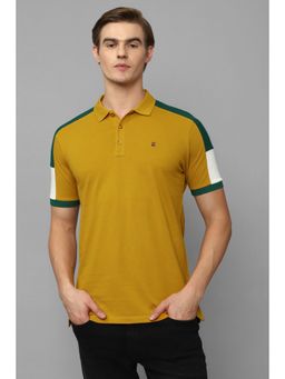Louis Philippe - Men Mustard Solid Polo T-Shirt